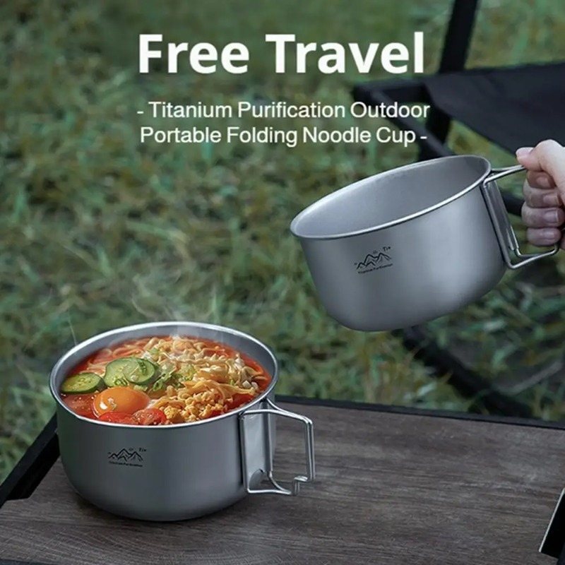 Camping Cooking Noodles - Ultralight Titanium Camping Pot Foldable Portable
