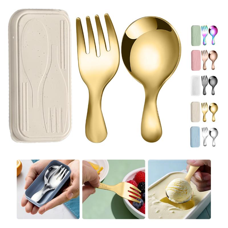Camping Cooking Box - Stainless Steel Tableware Set Spoon Fork