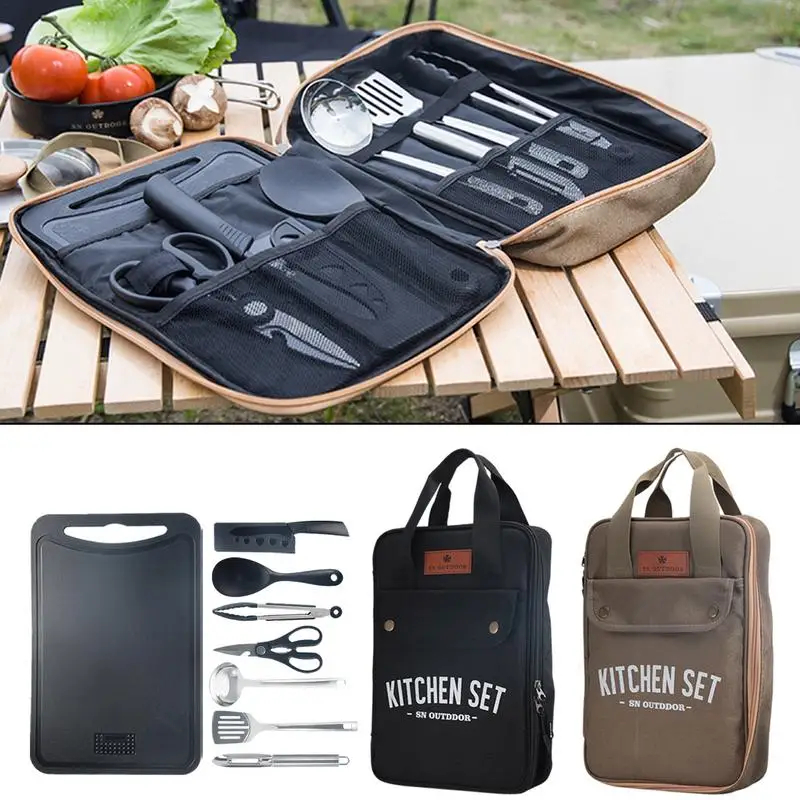 Camping Cooking Recipes - 8pcs Camping Kitchen Cookware Set Portable