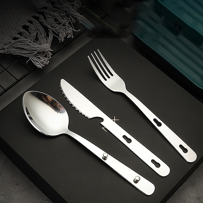 Camping Cooking Bundle - 3pcs/set Portable Stainless Steel Tableware fold