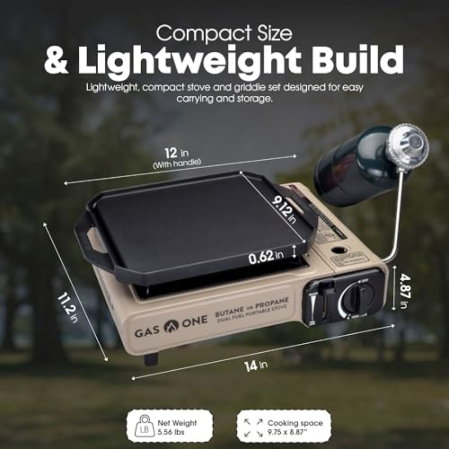 GasOne GS-3400P-KIT Propane or - Camping Cooking Flat Top 评论和价格