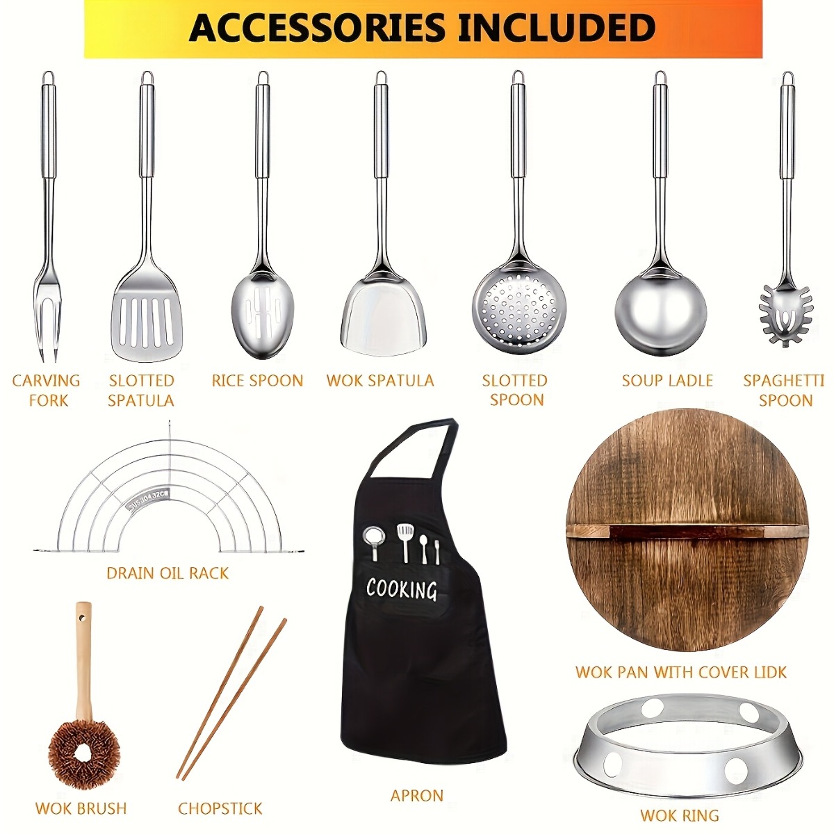 12.6 Inch Cast Iron Wok Set No - Camping Cooking Noodles 评论和价格