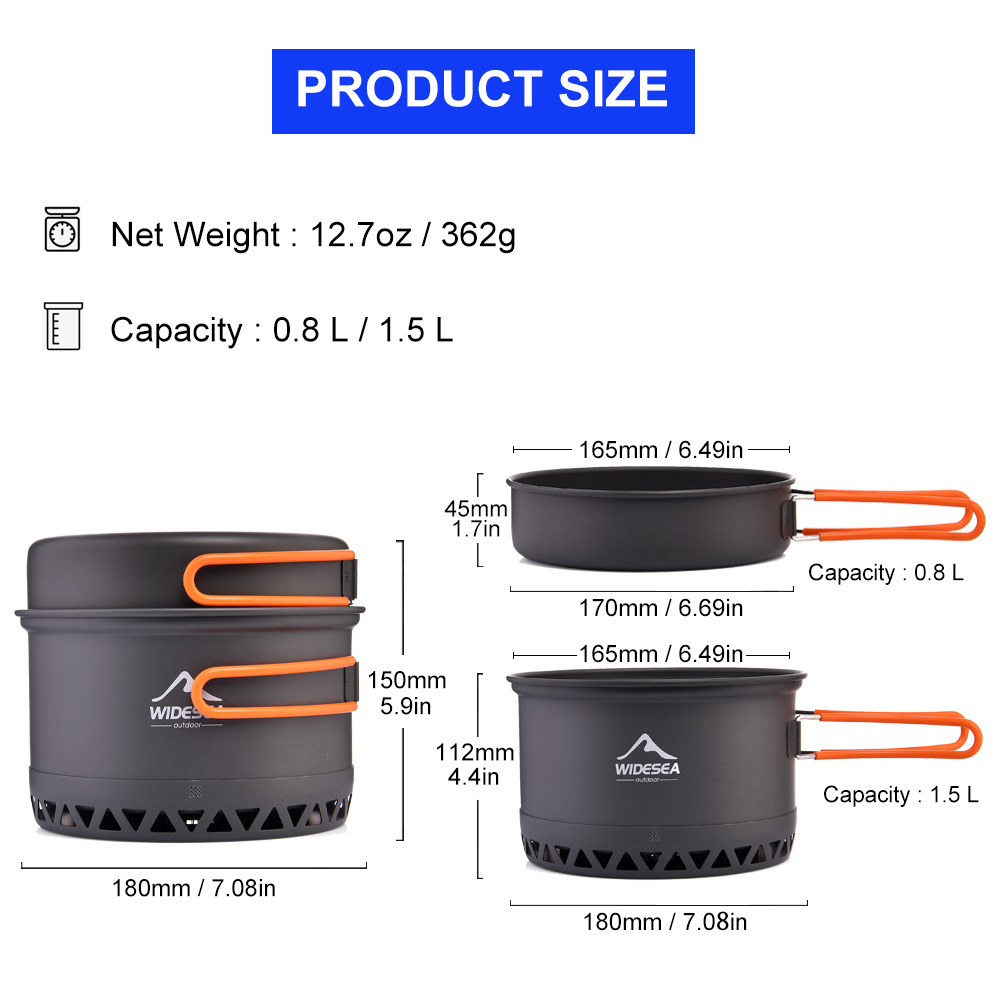 Widesea Camping Pot 1.3L 2.3L  - Camping Cooking Bundle 评论和价格