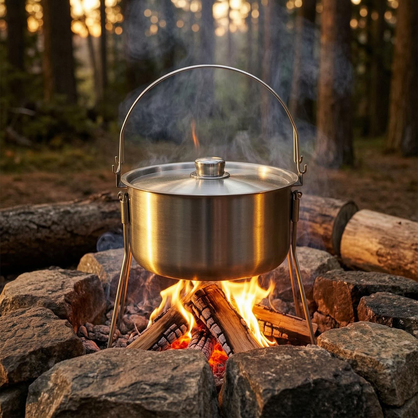 Pot with Tripod Frame Stainles - Camping Cooking Tripod 评论和价格