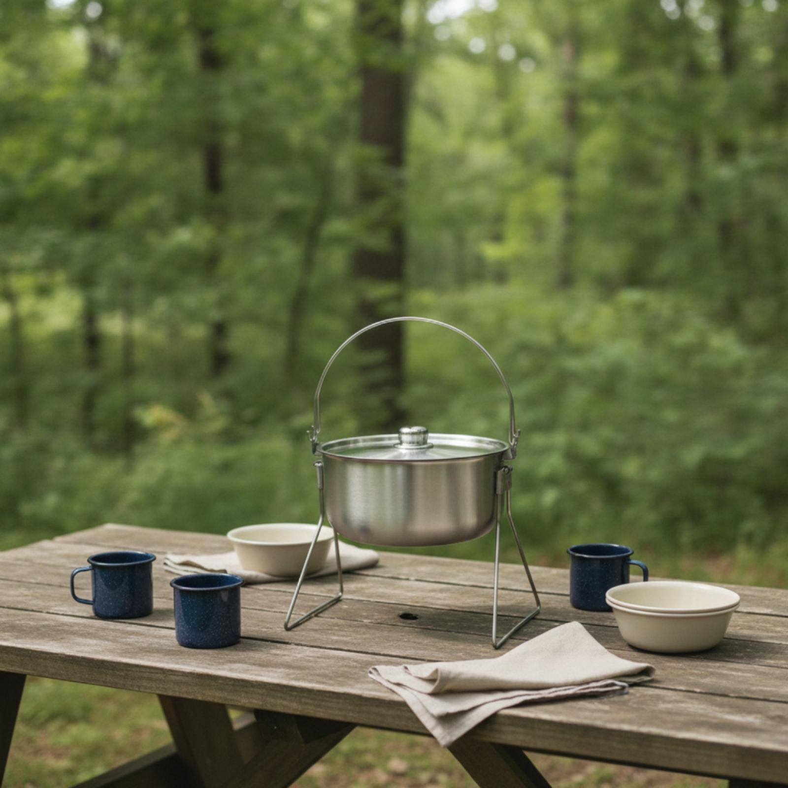 Pot with Tripod Frame Stainles - Camping Cooking Tripod 评论和价格