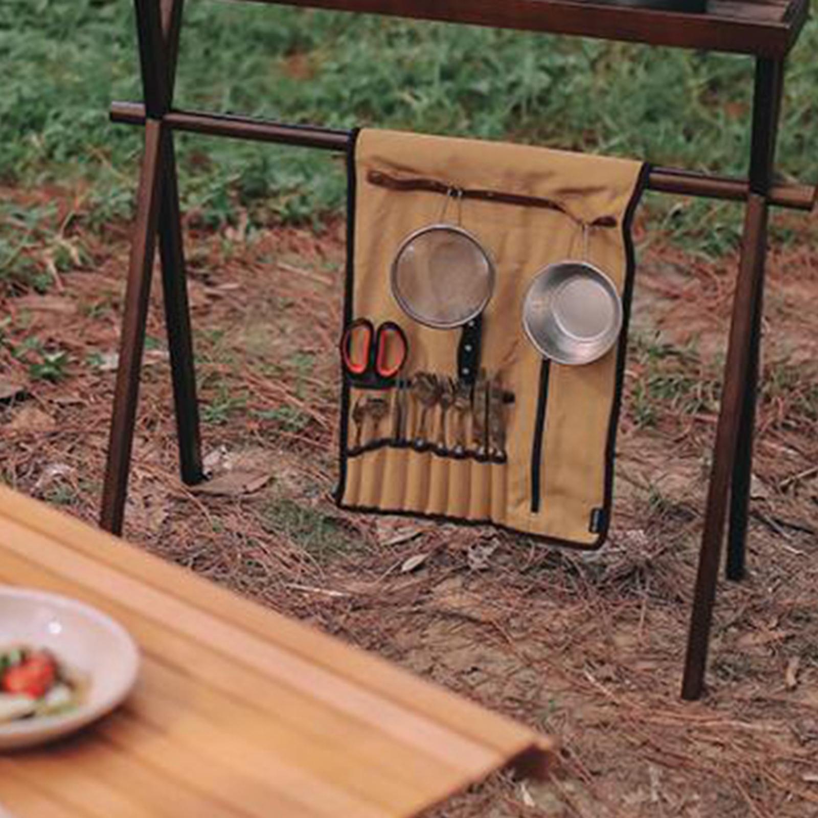 Portable Camping Utensil Roll  - Camping Cooking Utensil Holder 评论和价格