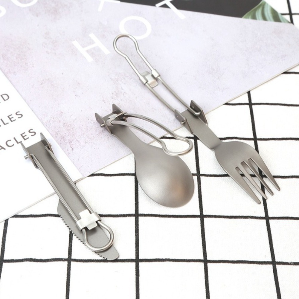 Half Polished Titanium Folding - Camp Spork Set 评论和价格