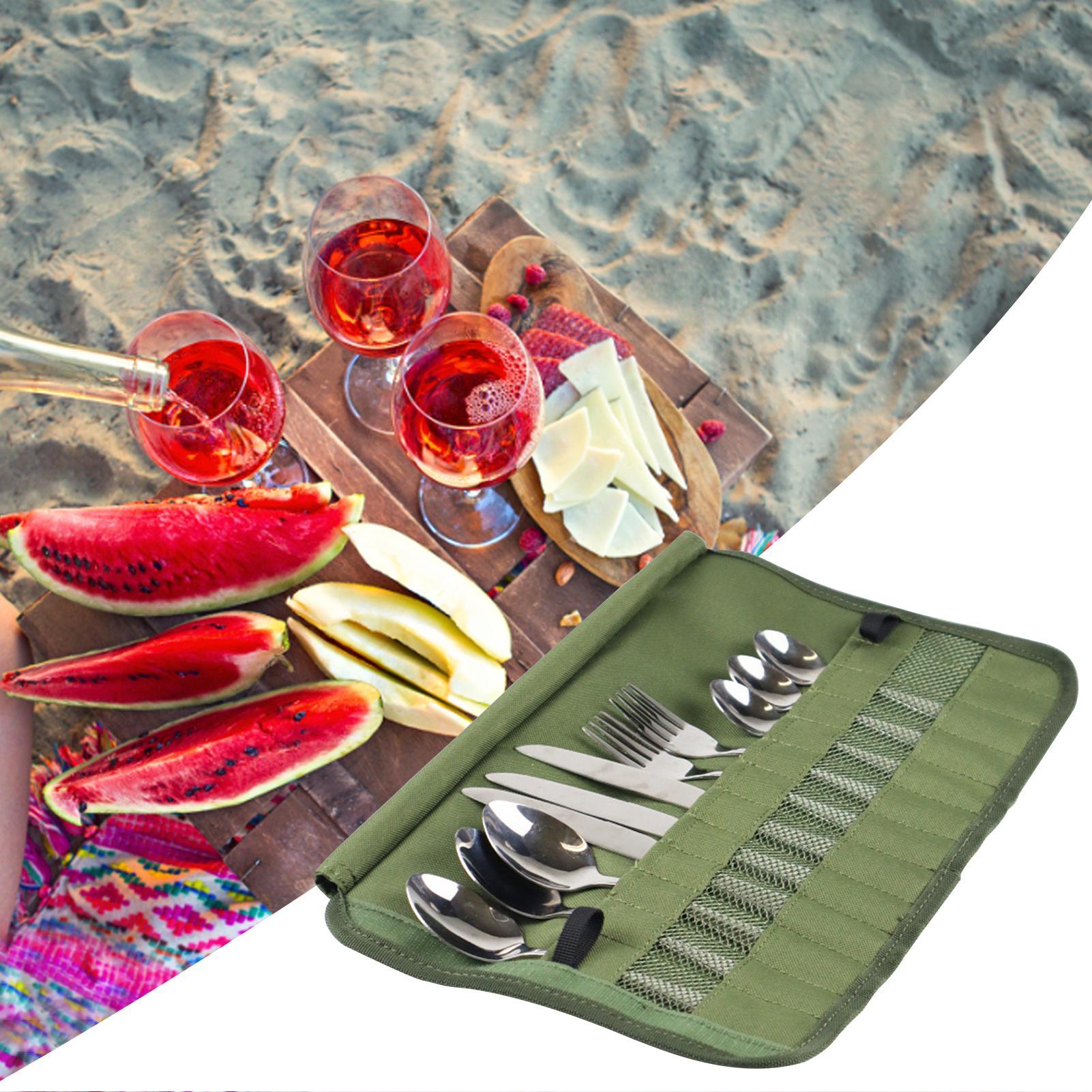 Camping Tableware Roll Bag Cam - Camping Cooking Utensil Holder 评论和价格