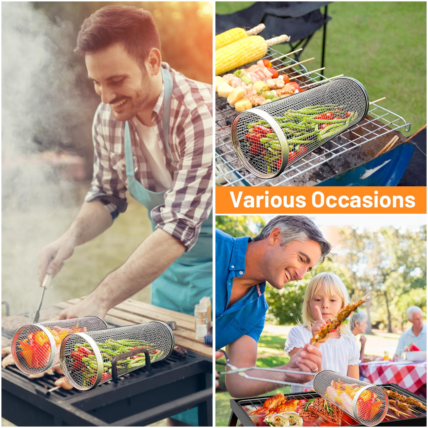 2 Pieces Rolling Grilling Bask - Camping Cooking Recipes 评论和价格
