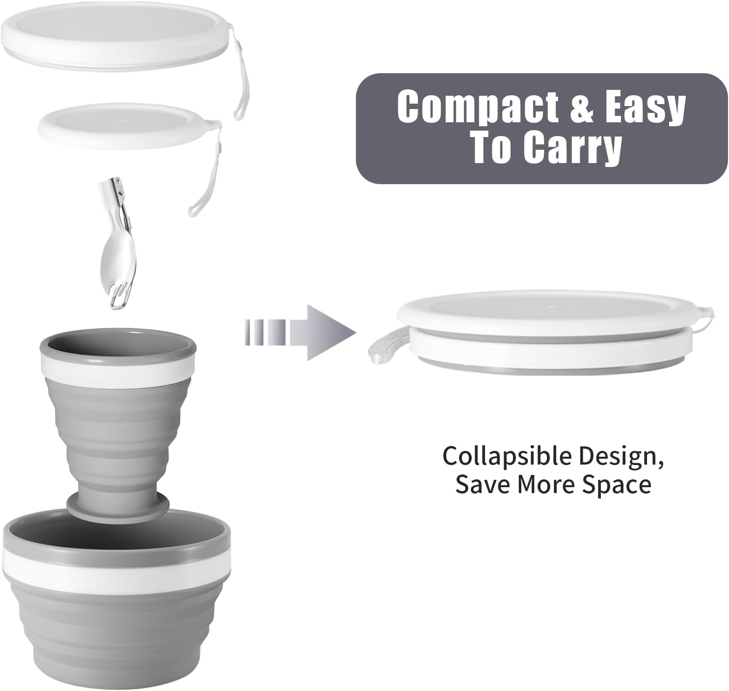 Collapsible Silicone Cup and B - Camp Spork Set 评论和价格