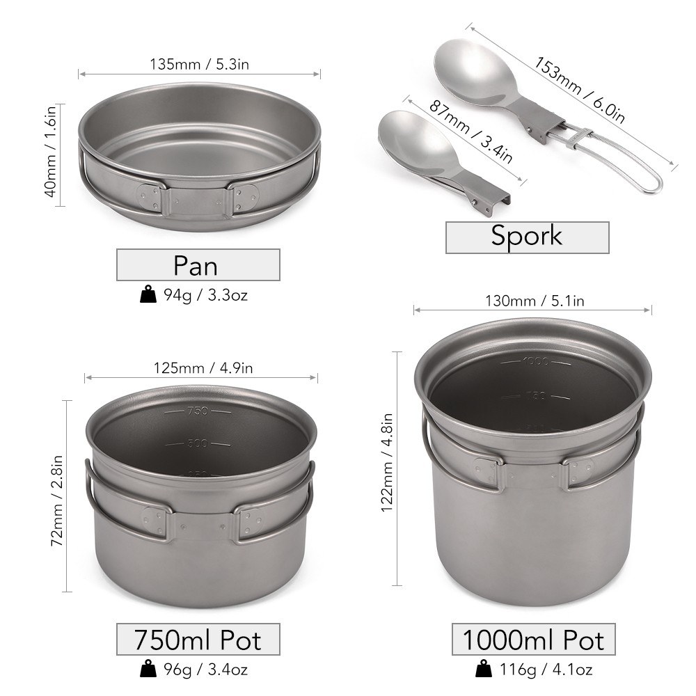 Ultralight 3pcs Titanium Campi - Camp Spork Set 评论和价格